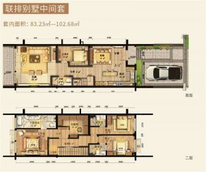 联排别墅中间套 83.23-102.68平