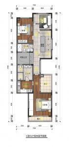 联排 、双拼 C型01户型夹层平面图 建筑面积126.78㎡、129.20㎡