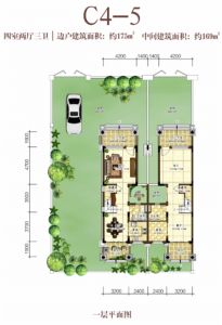 联排别墅 C4-5户型 4房2厅3卫 一层