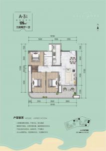 A-3户型 三房两厅一卫 建面126㎡